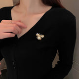 broche abeille diamant en perle d'eau douce