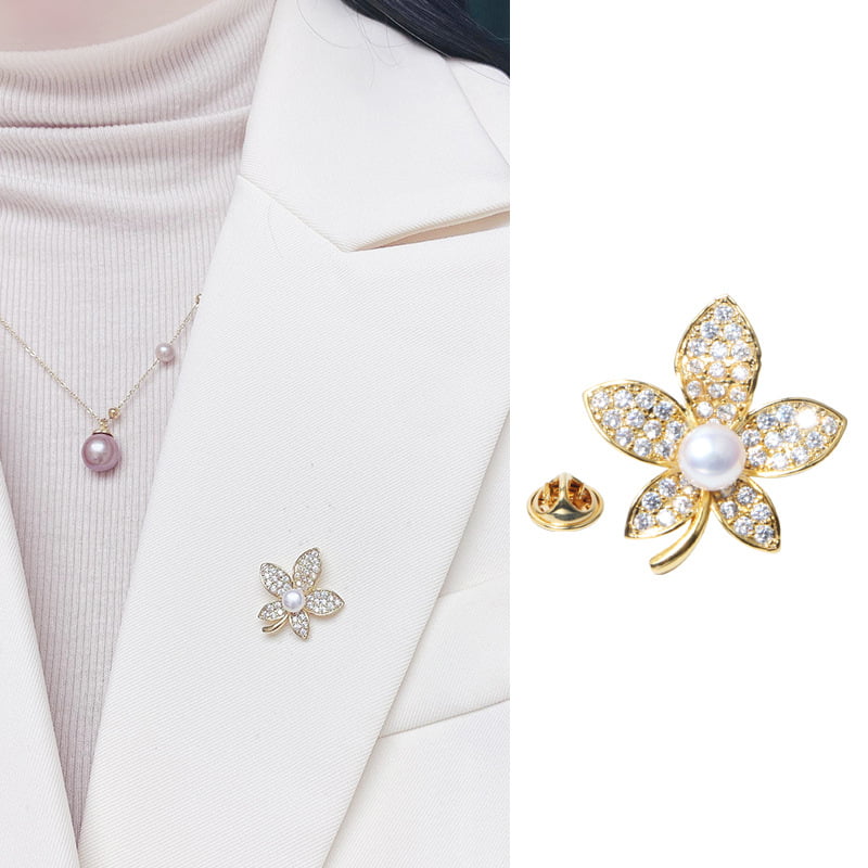 Broche perle d'eau douce en érable
