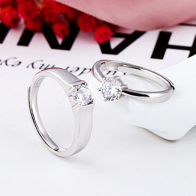 Bagues de fiançailles en argent 925 classique ornée de diamants