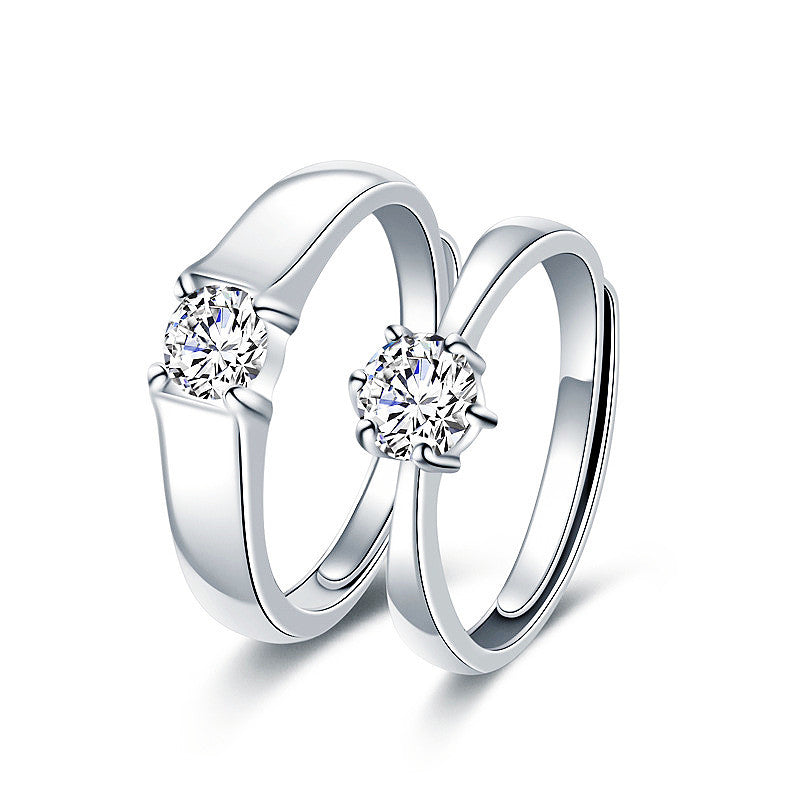 Bagues de fiançailles en argent 925 classique ornée de diamants