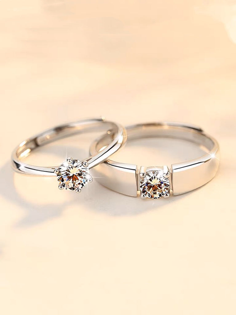 Bagues de fiançailles en argent 925 classique ornée de diamants