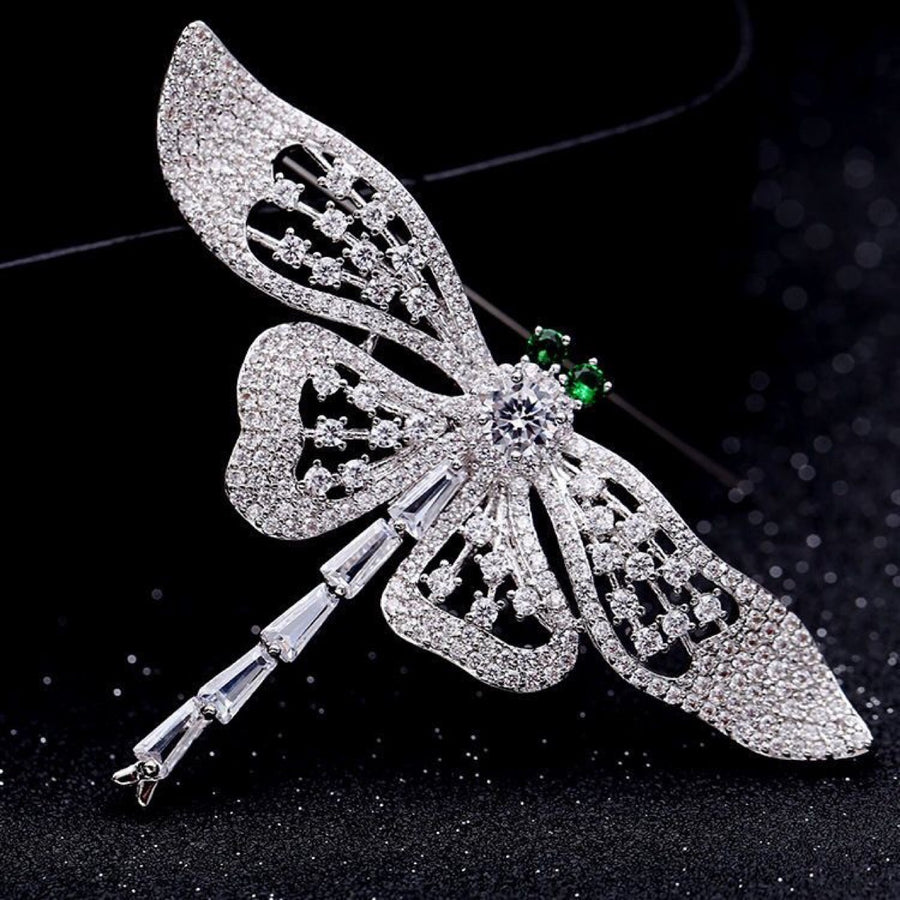 Broche libellule en zircon brillant