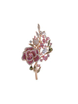 Broche bouquet en zircon rose
