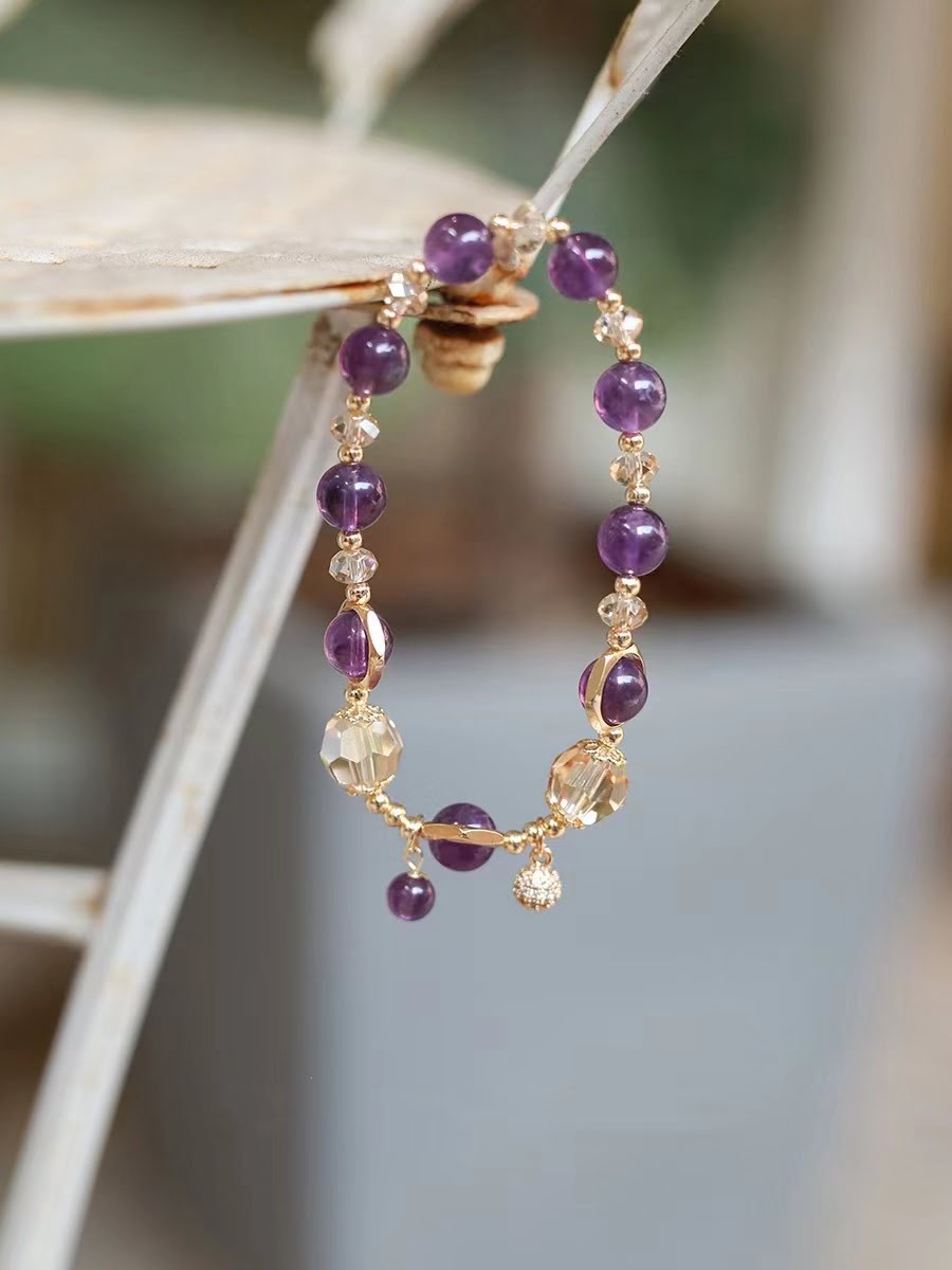 Bracelet Cristal Champagne Améthyste.