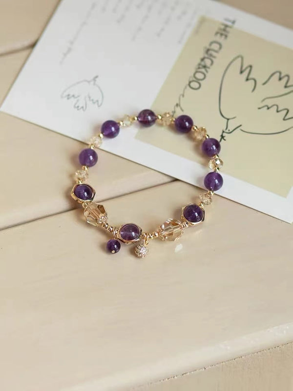 Bracelet Cristal Champagne Améthyste.