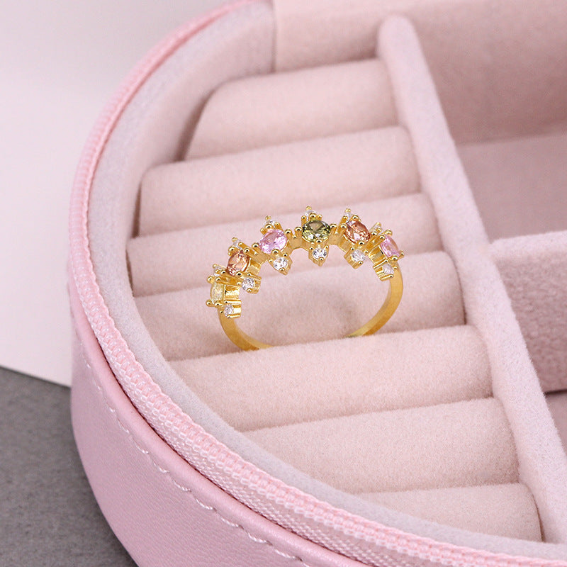 Bague en argent 925 avec zircon en forme de couronne