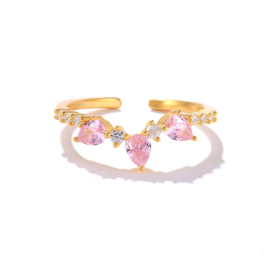 Bague ajustable en argent 925 avec tiare rose