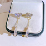 Boucle d'oreille Zircon coeur en forme de larme en argent 925