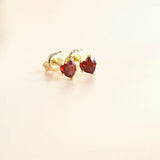 Boucle d'oreille coeur grenat en argent 925