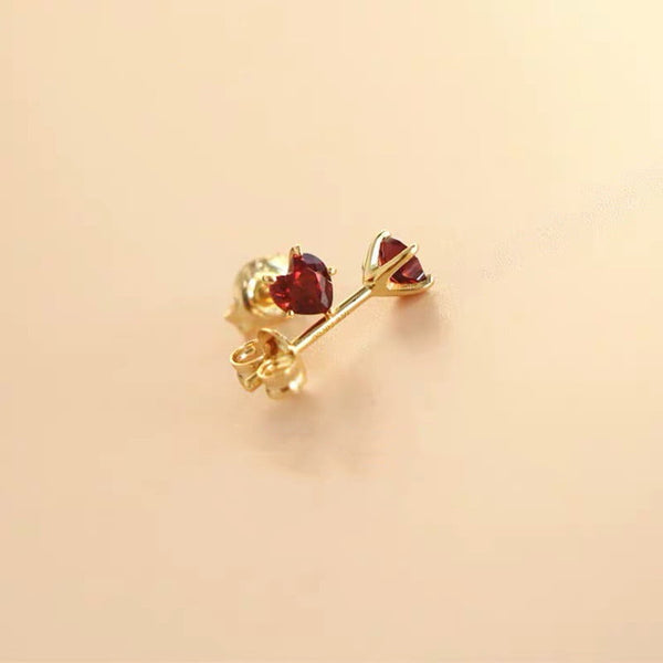 Boucle d'oreille coeur grenat en argent 925