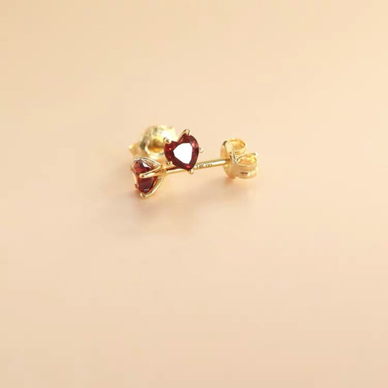 Boucle d'oreille coeur grenat en argent 925