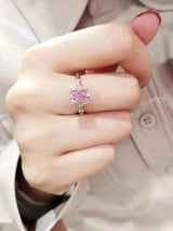 Bague grappe de diamants roses en argent 925