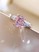 Bague grappe de diamants roses en argent 925
