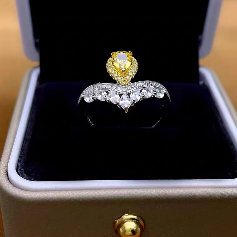 Bague en argent 925 et de pierre zircon citrine