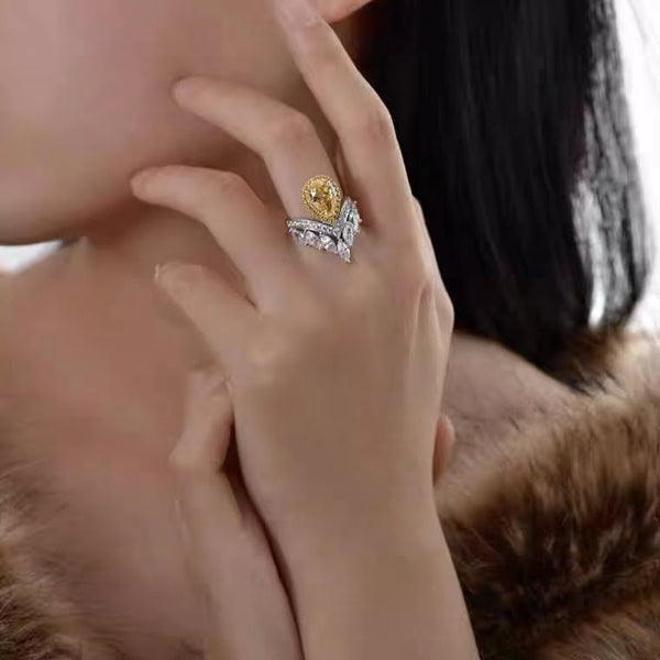 Bague en argent 925 et de pierre zircon citrine
