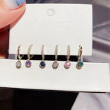 Boucle d'oreille 6pcs créoles rondes colorées en zircon