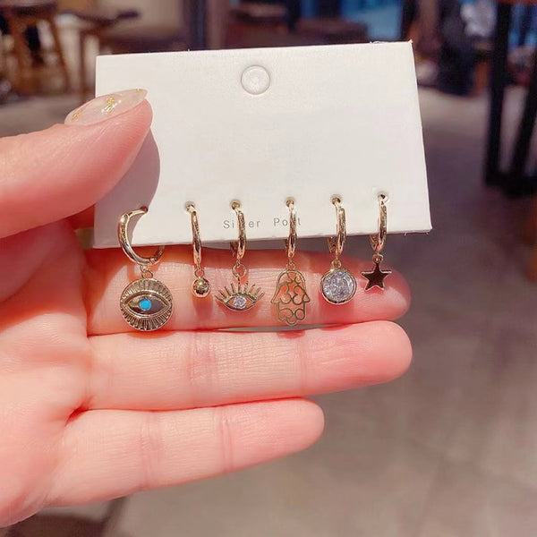 Boucle d'oreille 6 pcs Main de Fatima