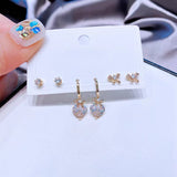 Lot de 6 boucles d'oreilles en zircon avec coussin d'arc 