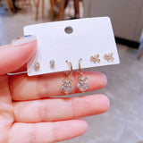 Lot de 6 boucles d'oreilles en zircon avec coussin d'arc 