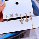 Ensemble de boucles d'oreilles fleur papillon étoile 6 pièces