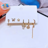 Ensemble de boucles d'oreilles fleur papillon étoile 6 pièces