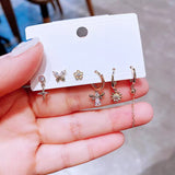 Ensemble de boucles d'oreilles fleur papillon étoile 6 pièces