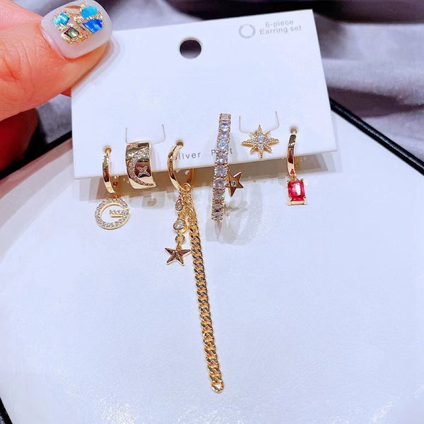 Lot de 6 boucles d'oreilles G Star Moon Style très unique et chic