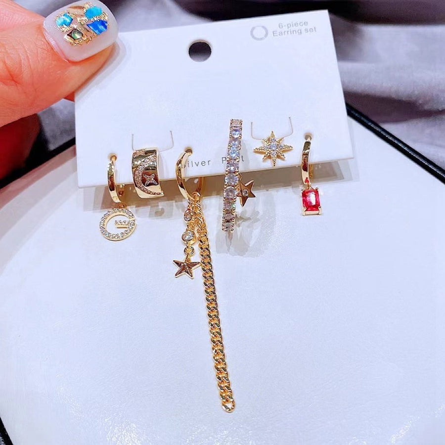 Lot de 6 boucles d'oreilles G Star Moon Style très unique et chic
