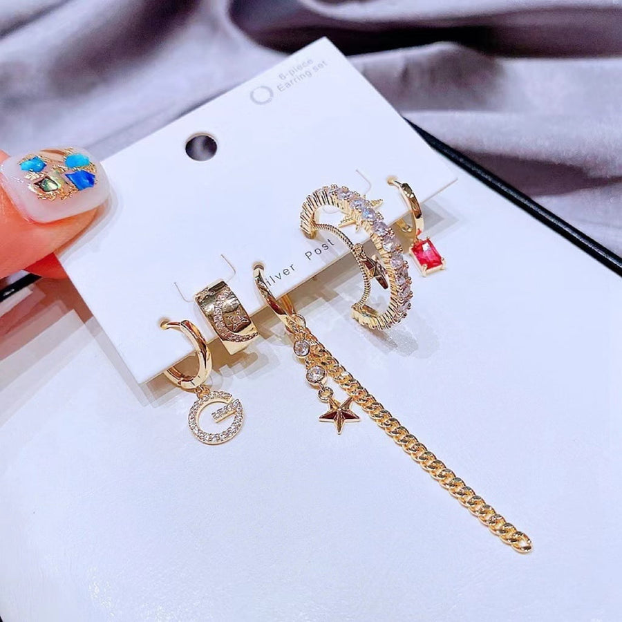 Lot de 6 boucles d'oreilles G Star Moon Style très unique et chic