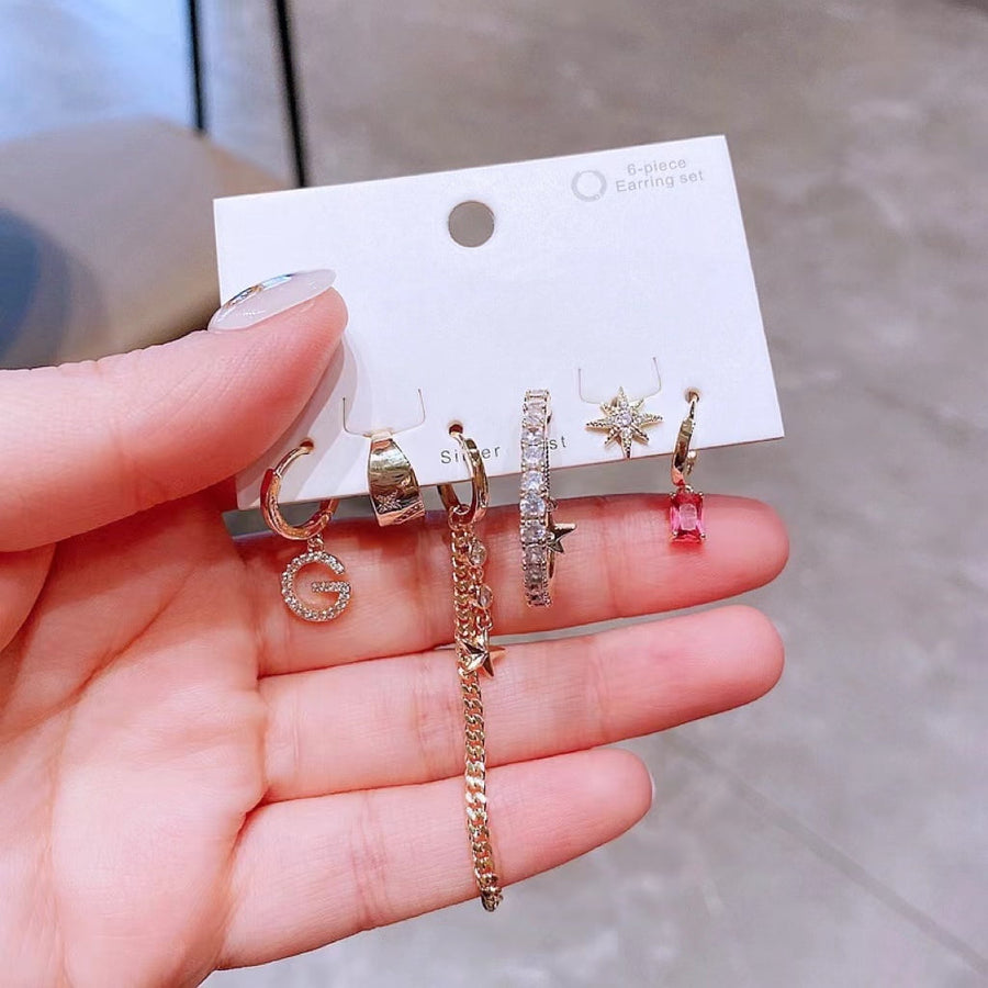 Lot de 6 boucles d'oreilles G Star Moon Style très unique et chic