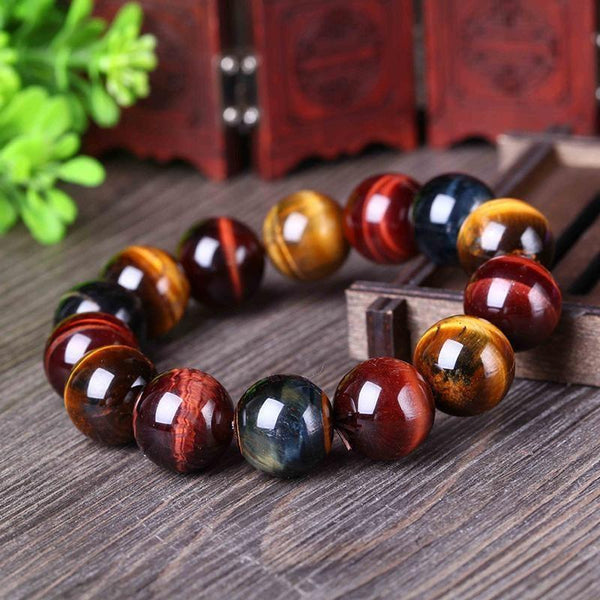 Bracelet "Oeil Multiple" en Oeil de Tigre, Oeil de Taureau & Oeil de Faucon